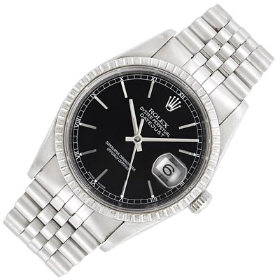 Lot 376 - Stainless Steel Oyster Perpetual DateJust Wristwatch, Rolex