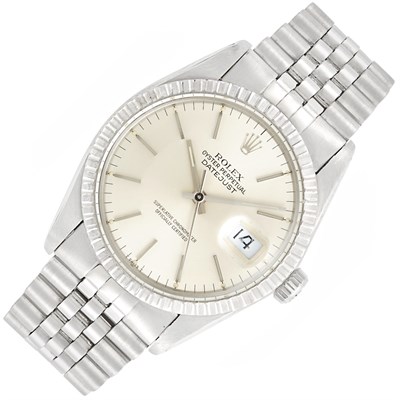 Lot 384 - Gentleman's Stainless Steel Oyster Perpetual DateJust Wristwatch, Rolex