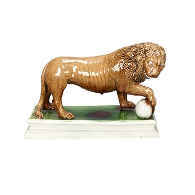 Lot 615 - Wood Family Pearlware Figure of a Lion Circa...