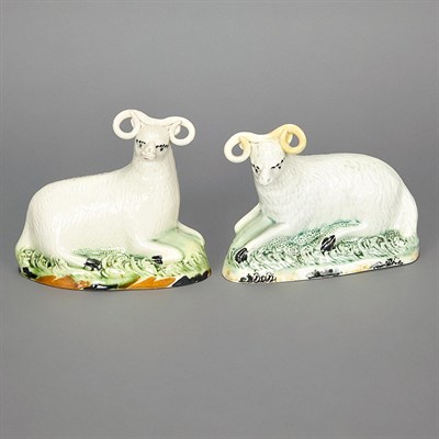 Lot 531 - Two Staffordshire Figures of Rams Circa 1780...