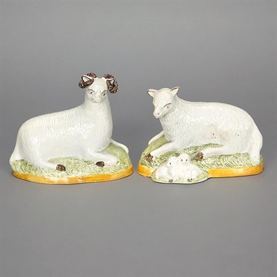 Lot 533 - Staffordshire Figure of a Ram and a...