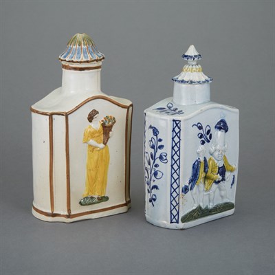 Lot 536 - Staffordshire Pearlware Tea Caddy; Together...