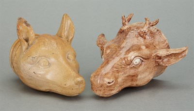 Lot 622 - Wood Type Pottery Stag's Head Stirrup Cup;...