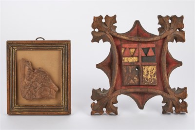Lot 637 - Relief Carved Painted and Parcel Gilt Oak...