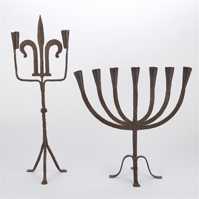 Lot 650 - Wrought Iron Seven-Light Candelabrum...