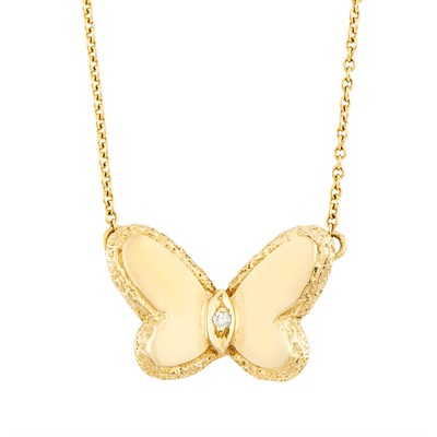 Lot 282 - Gold and Diamond Butterfly Pendant-Necklace, Van Cleef & Arpels