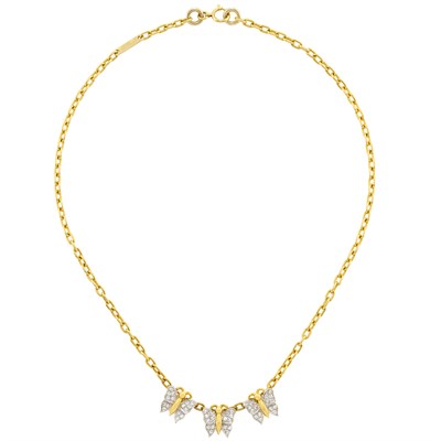 Lot 177 - Two-Color Gold and Diamond Butterfly Necklace, Pomellato