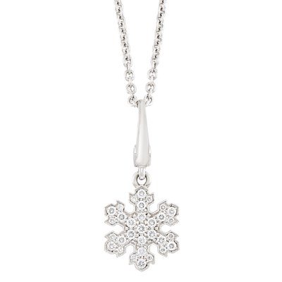 Lot 11 - White Gold and Diamond Snowflake Pendant-Necklace, Bulgari