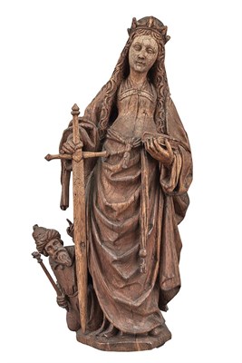 Lot 662 - Carved Oak Figure of St. Catherine of...