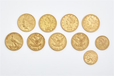 Lot 1136 - United States Gold Coin Group Lot of ten gold...