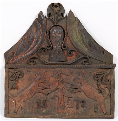 Lot 688 - Continental Polychrome Decorated Iron Plaque...