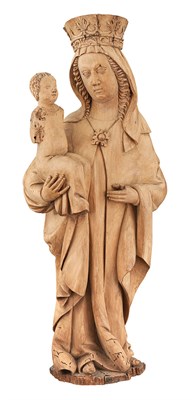 Lot 663 - Carved Softwood Figure of the Virgin and Child...