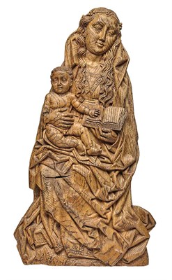 Lot 661 - Carved Elmwood Relief of the Virgin and Child...