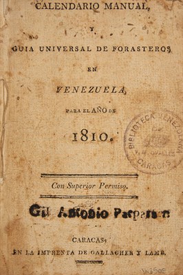Lot 213 - [CARACAS PRINTING] [BELLO, ANDRES]. Calendario...