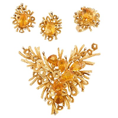 Lot 77 - Suite of Gold, Citrine and Diamond Jewelry