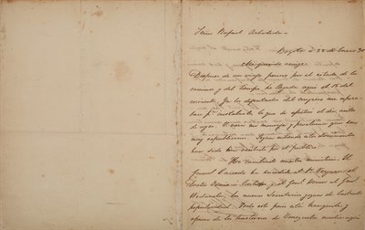Lot 238 - BOLIVAR, SIMON Two letters signed to Jose...