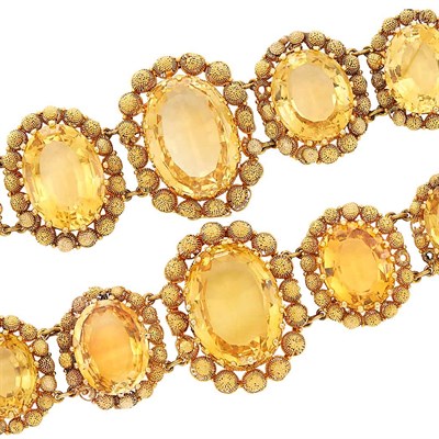 Lot 68 - Pair of Antique Gold and Citrine Bracelets