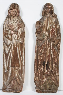 Lot 639 - Two Polychrome Painted and Parcel Gilt Reliefs...