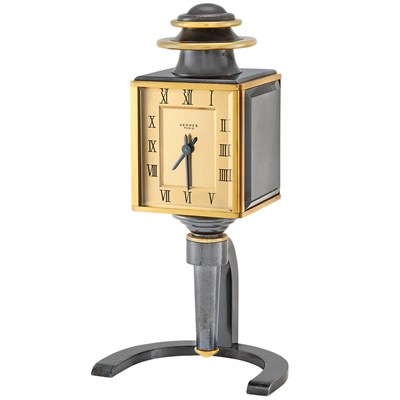 Lot 84 - Gilt-Brass, Gunmetal and Steel Shelf Clock, Hermes, Paris