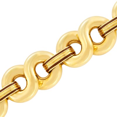 Lot 40 - Gold and Brown Enamel Link Bracelet