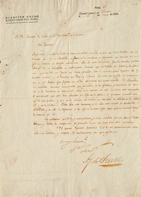 Lot 230 - SUCRE, ANTONIO JOSÉ DE Group of eleven letters...
