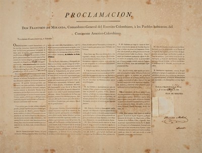 Lot 212 - [VENEZUELAN LIBERATION] MIRANDA, FRANCISCO de....