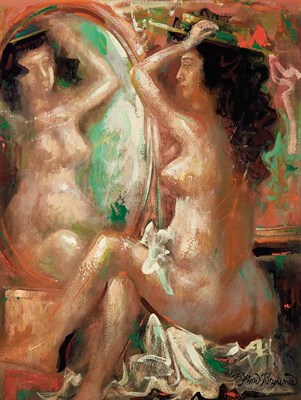 Lot 20 - Byron Browne American, 1907-1961 Nude by a...