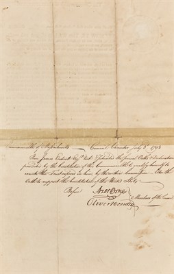 Lot 127 - HANCOCK, JOHN Document signed. Boston: 2 July...