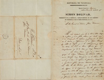 Lot 214 - BOLIVAR, SIMON Two military letters signed:...