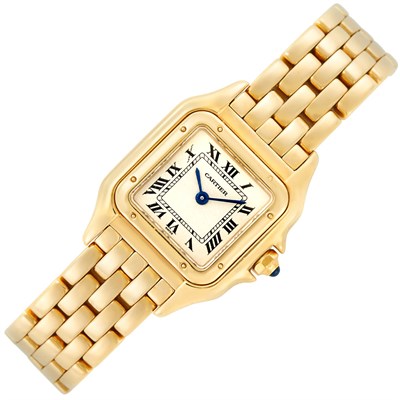 Lot 12 - Lady's Gold 'Panther' Wristwatch, Cartier