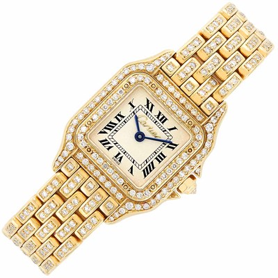 Lot 342 - Lady's Gold and Diamond 'Panther' Wristwatch, Cartier