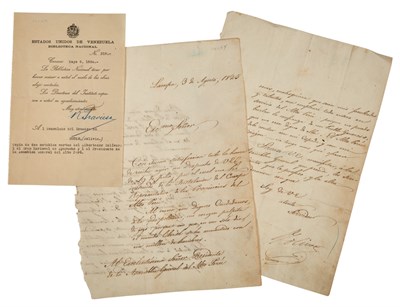 Lot 231 - BOLIVAR, SIMON Important letter signed...