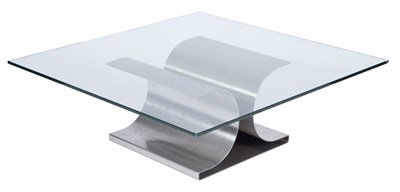 Lot 341 - Michel Boyer Stainless Steel and Glass Low...