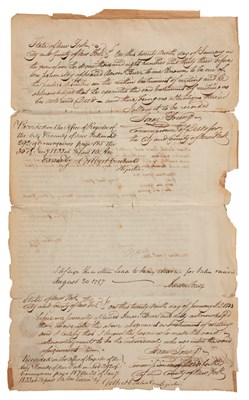 Lot 4 - BURR, AARON Twice signed indenture, with an...