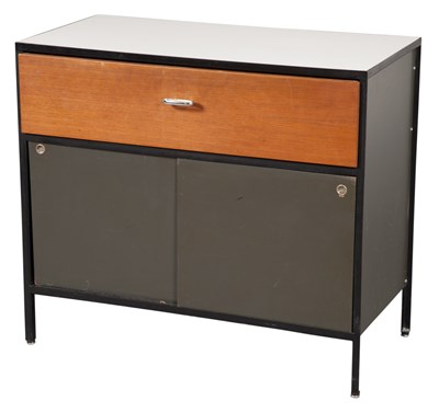 Lot 317 - George Nelson Enameled Steel, Walnut and...