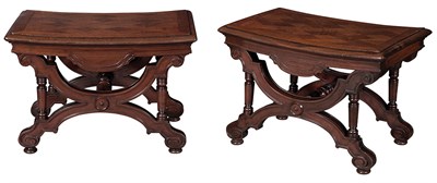 Lot 589 - Pair of Victorian Walnut and Parquetry Hall...