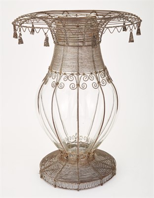 Lot 281 - Italian Metal Mounted Glass Centerpiece Vase...