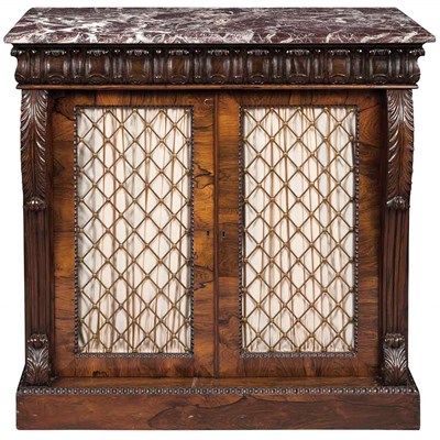 Lot 585 - Pair of George IV Rosewood Side Cabinets In...