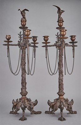 Lot 567 - Pair of Renaissance Revival Patinated-Bronze...