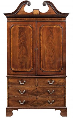 Lot 550 - George III Inlaid Mahogany Clothes Press Third...