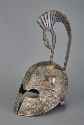Lot 486 - Greek Style Bronze Helmet Height overall 17...