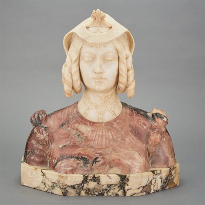 Lot 486 - Italian Carved Alabaster Bust of Violantes...
