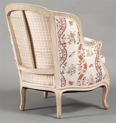 Lot 444 - Pair of Louis XV White Painted Bergeres Each U-...