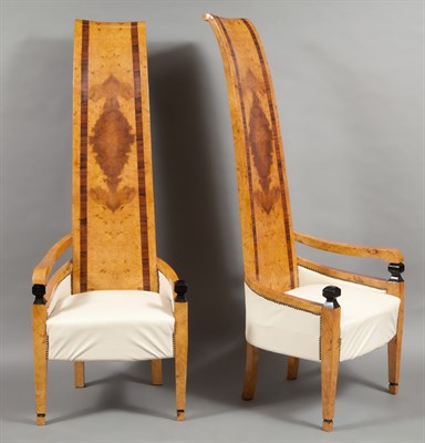 Lot 215 - Pair of Art Deco Rosewood Banded Burl Walnut...