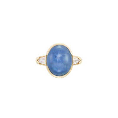 Lot 274 - Gold, Cabochon Sapphire and Diamond Ring, David Webb