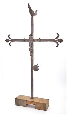Lot 584 - Continental Wrought Iron Crucifix Probably...