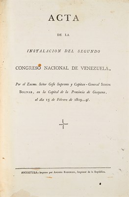 Lot 220 - [GRAN COLOMBIA-ANGOSTURA CONGRESS] Acta de la...