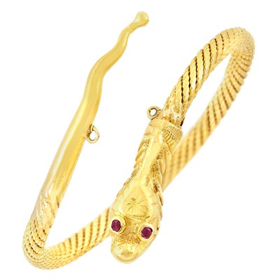 Lot 103 - Gold Snake Bangle Bracelet
