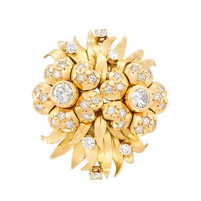 Lot 169 - Gold and Diamond Clip-Brooch