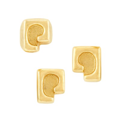 Lot 306 - Pair of Gold Earclips and Ring, Burle Marx